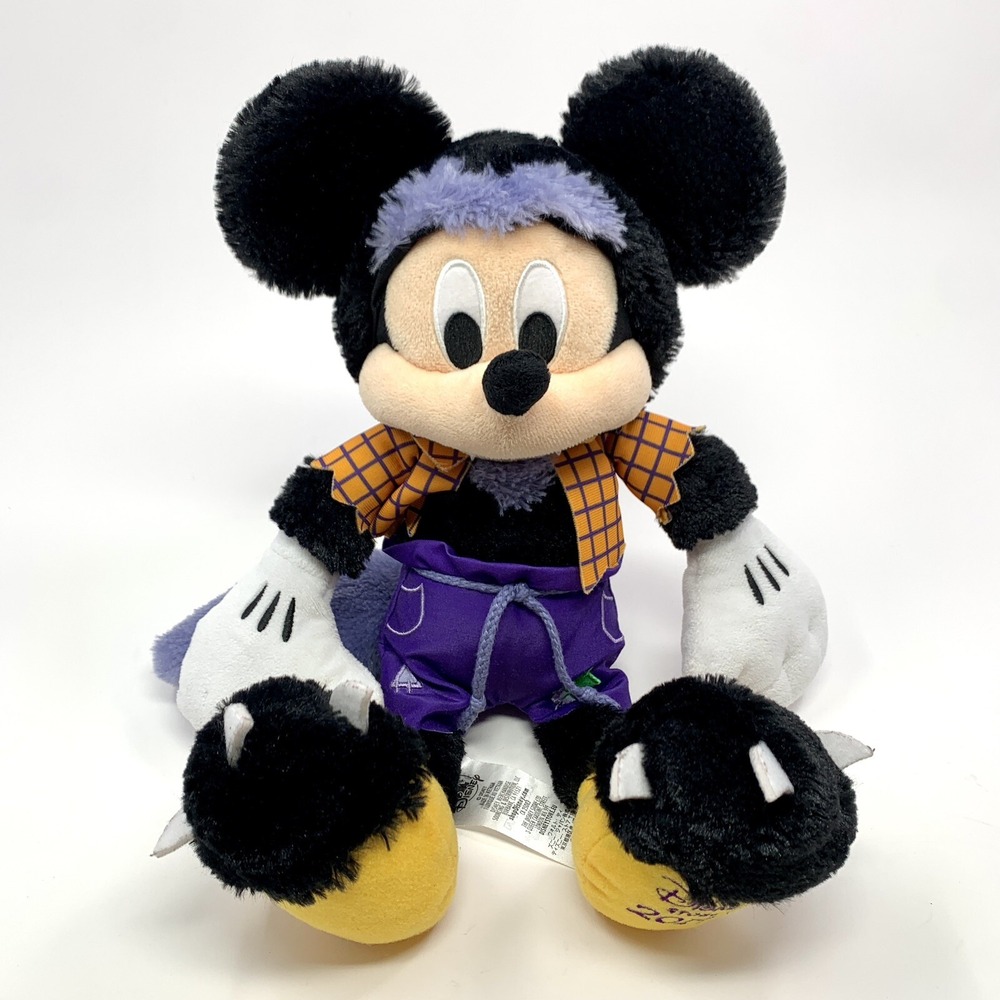 2019 Disney Store Halloween Werewolf Mickey Mouse Plush Toy 15" Spooky Purple